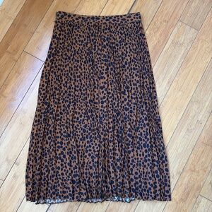 Pleated Animal Print Maxi Skirt - XS (0-2)